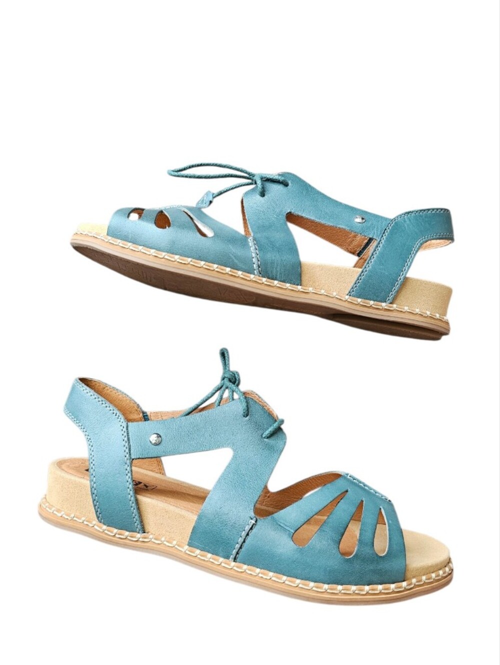 Pikolinos Leather Cutout Sandals - Marazul - Emerald Green Size EU 40